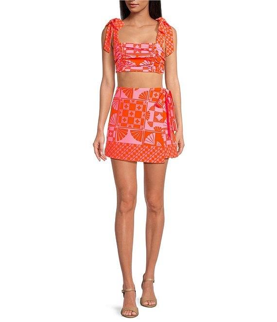 Sugarlips Coordinating Haines Town Printed High Waist Mini Crepe Wrap Skort Product Image