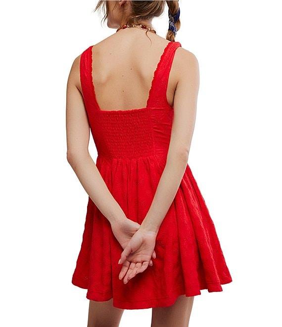 Free People Cant Help It V-Neck Sleeveless A-Line Eyelet Lace Mini Dress Product Image