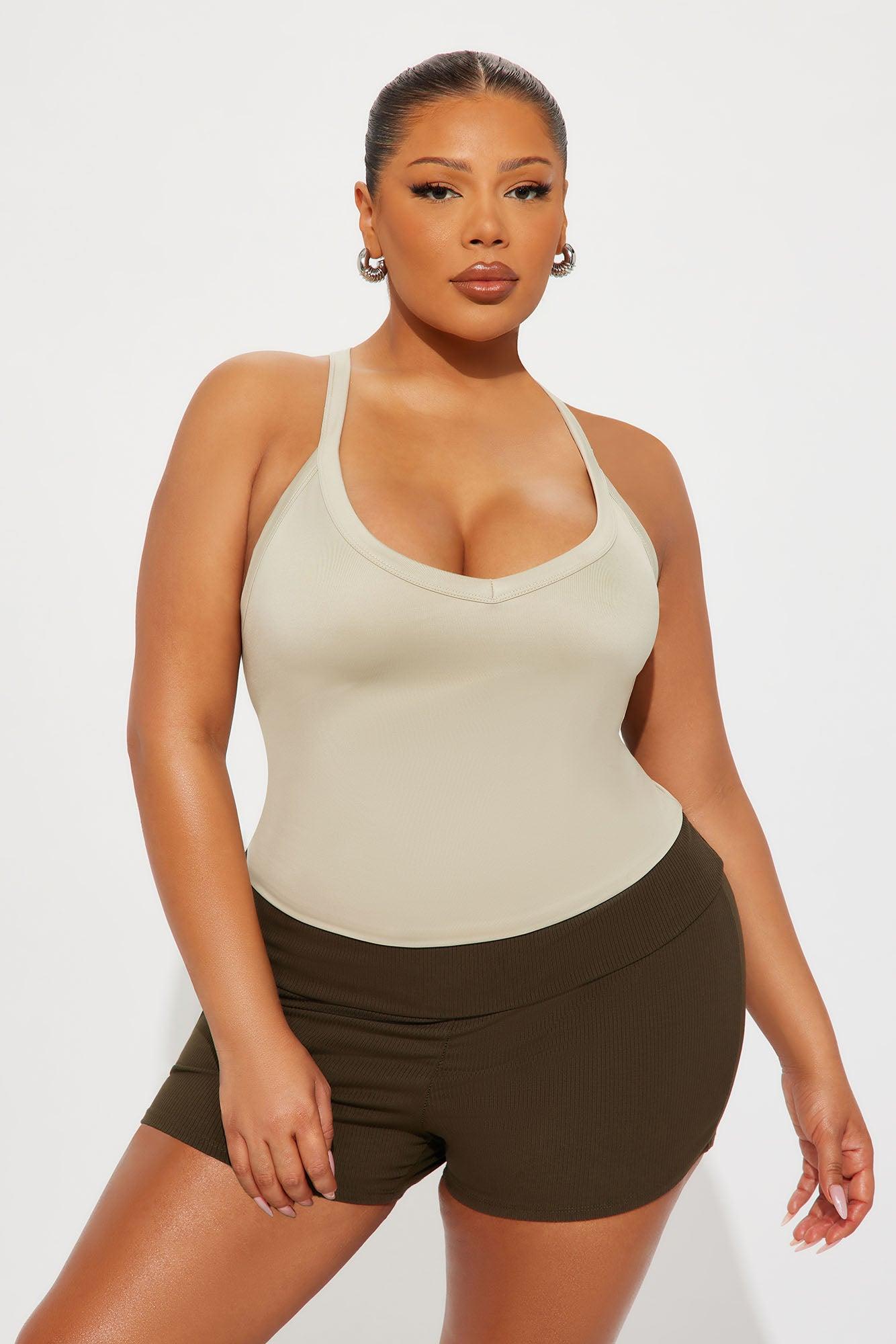 Contour Double Lined V-Neck Tank Top - Stone Female Product Image