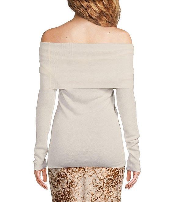 WAYF Sonia Off-The-Shoulder Neck Long Sleeve Sweater Top Product Image