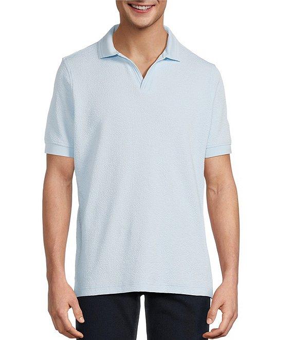 Hart Schaffner Marx Short Sleeve Johnny Collar Textured Polo Product Image