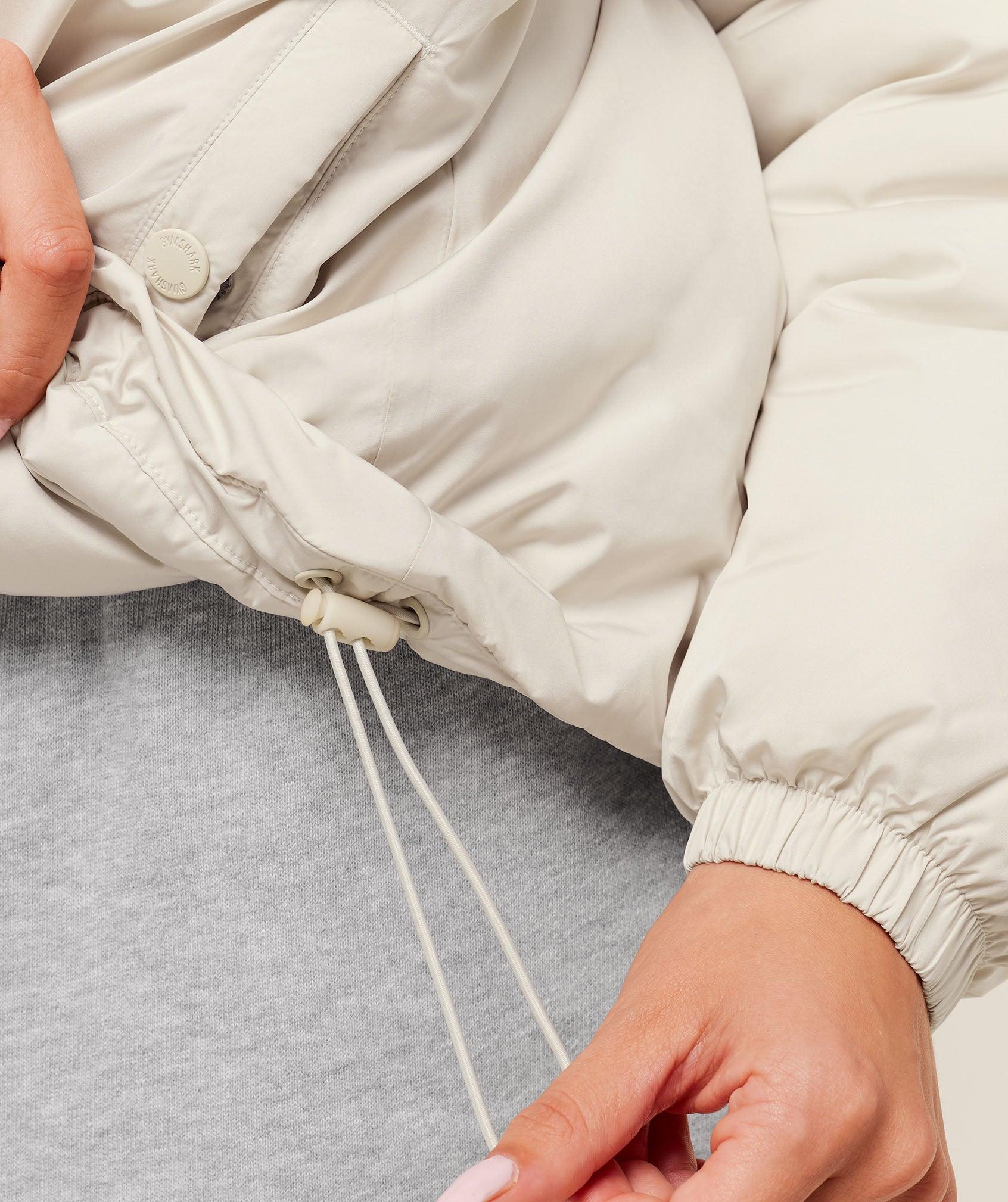 Gymshark Oversized Puffer Jacket - Oat White Female Product Image