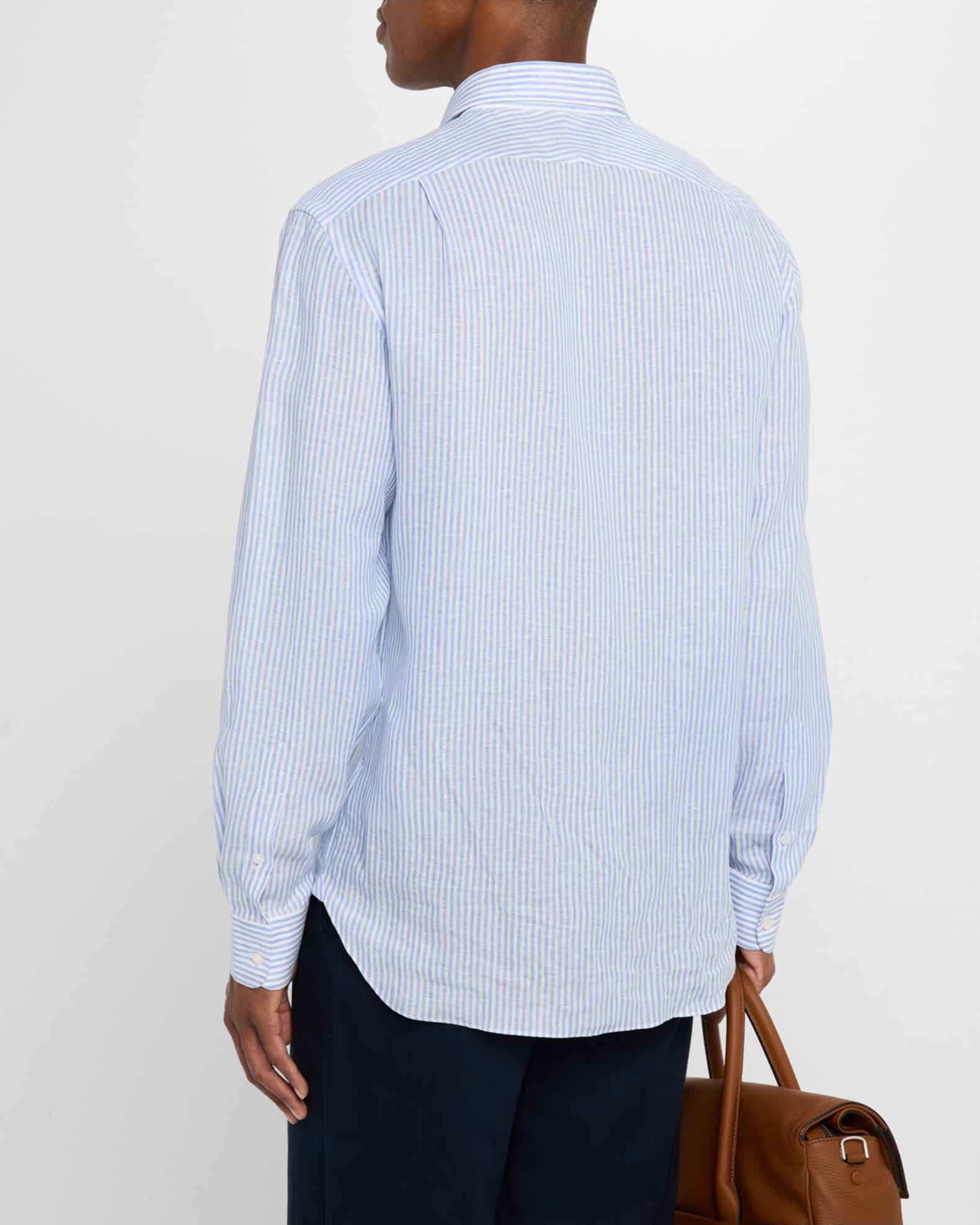 Men's  Handmade Striped Linen Sport Shirt Product Image