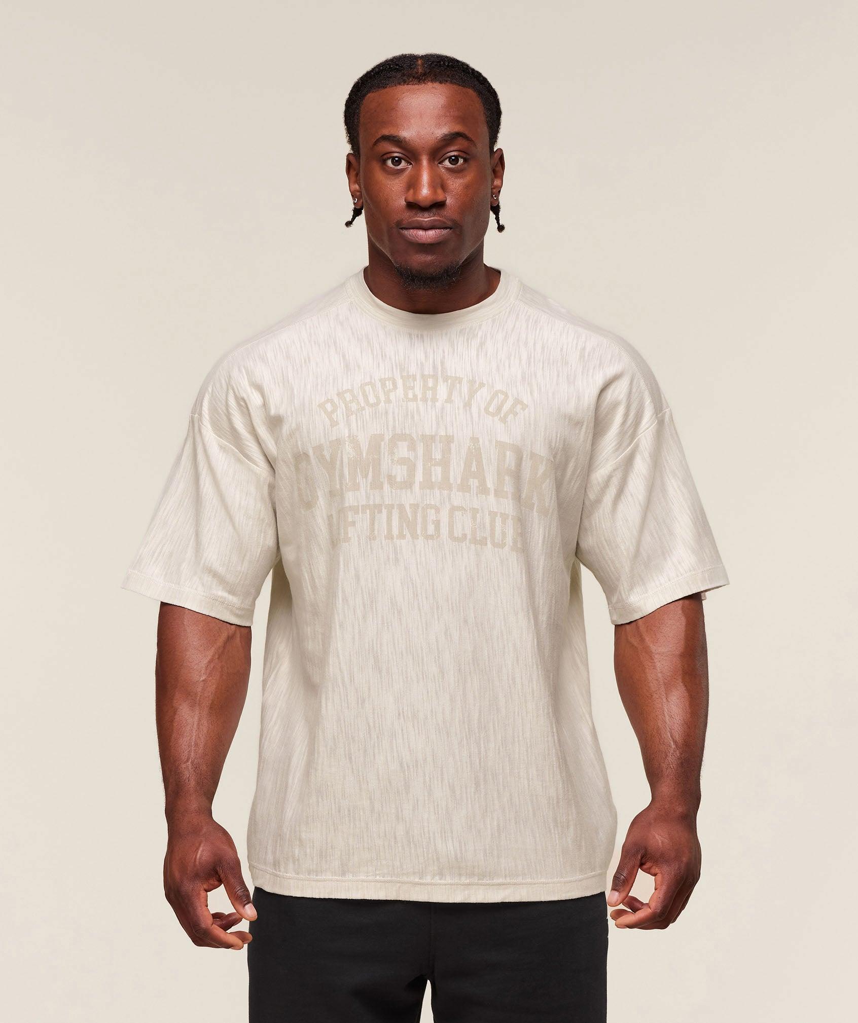 Gymshark Lightweight Slub Textured T-Shirt - Oat White Male Product Image