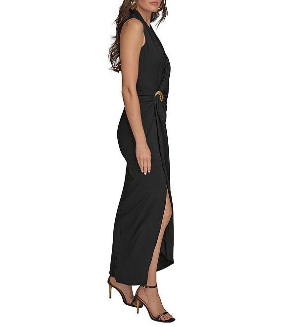 Donna Karan V-Neck Knot Front Sheath Dress Product Image