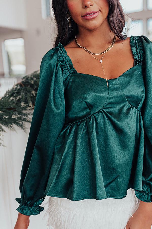 Genuine Reaction Babydoll Top In Hunter Green Product Image