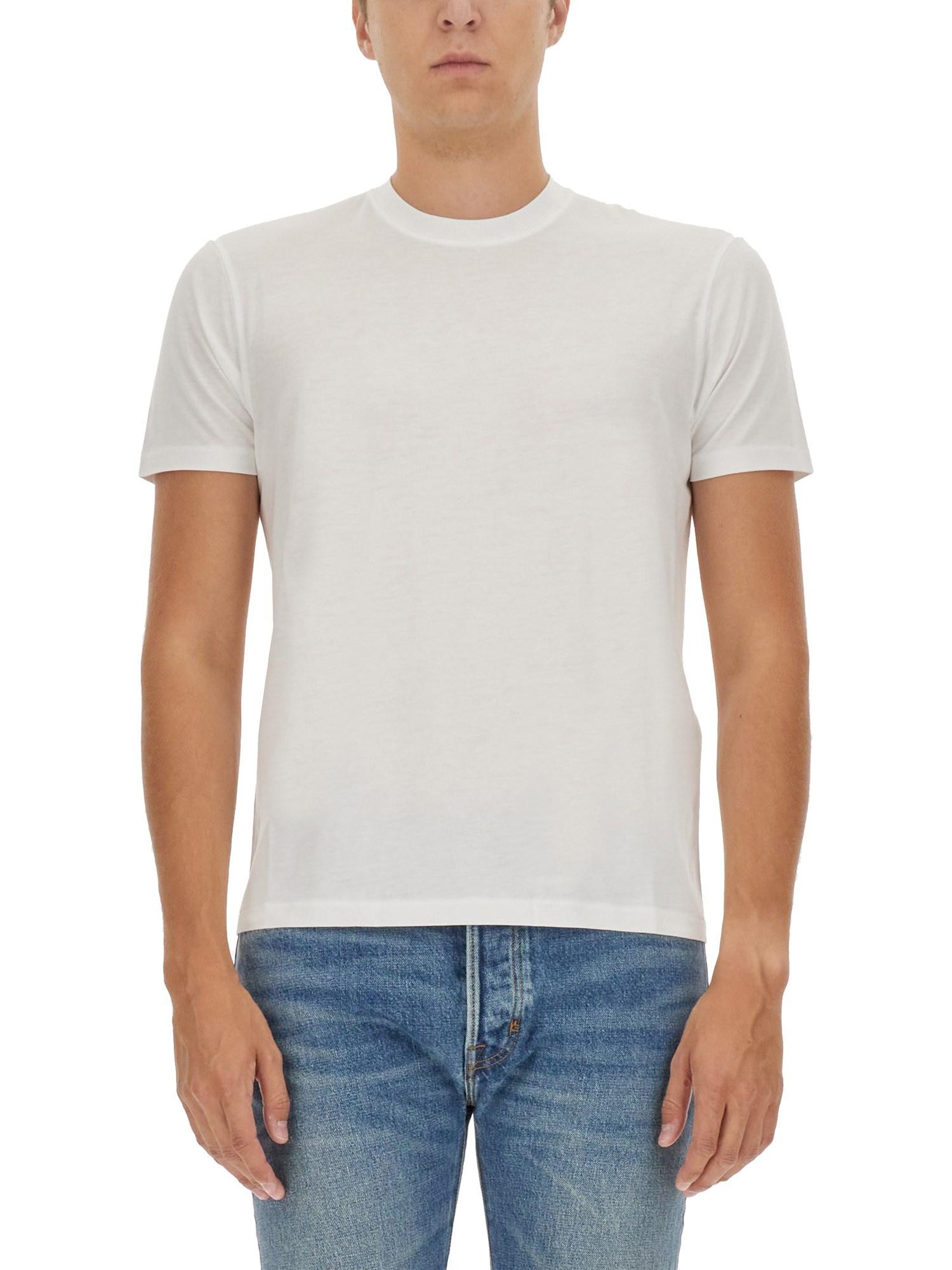 TOM FORD Placed Rib Slim-fit Lyocell And Cotton-blend T-shirt In Neutrals Product Image