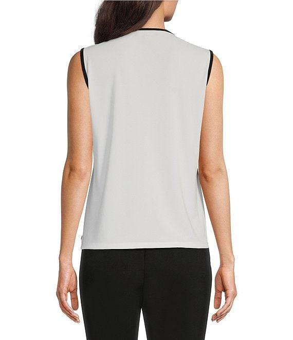 KARL LAGERFELD PARIS Sleeveless Keyhole Scoop Neck Contrasting Trim Cami Product Image