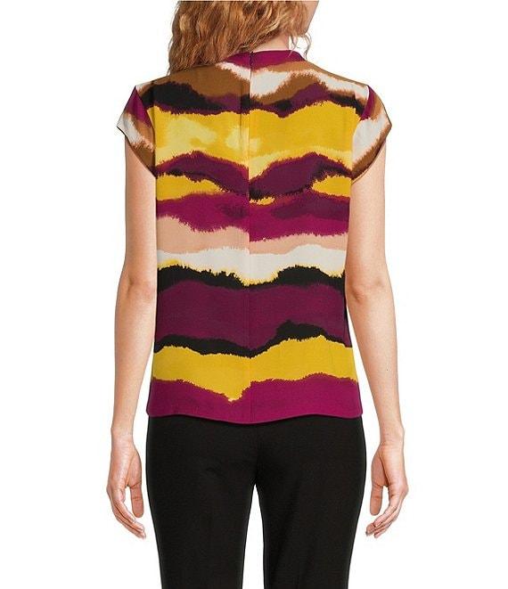 Calvin Klein Abstract Printed Mock Neck Cap Sleeve Top Product Image