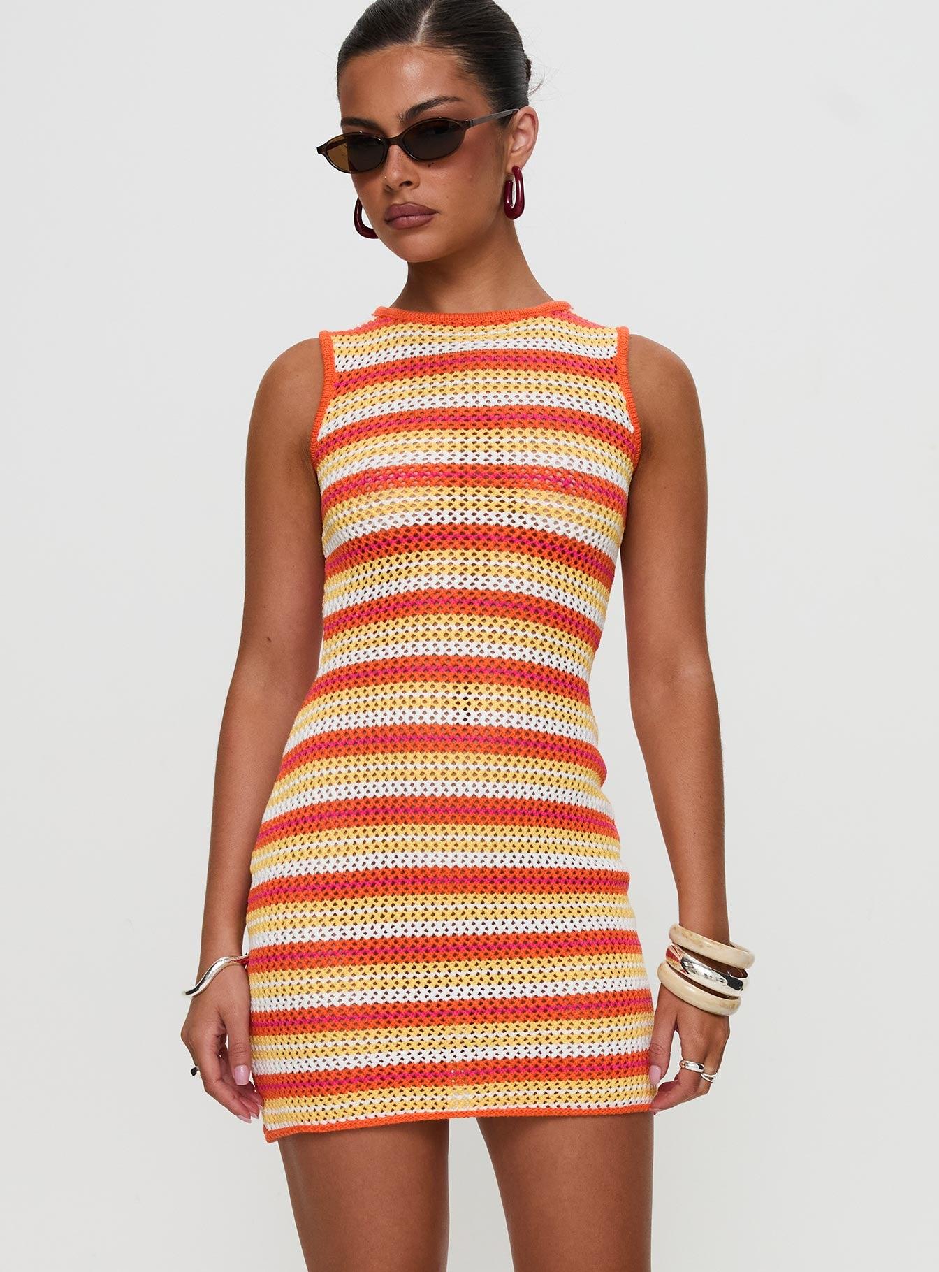 Oxygen Mini Dress Orange Stripe Product Image