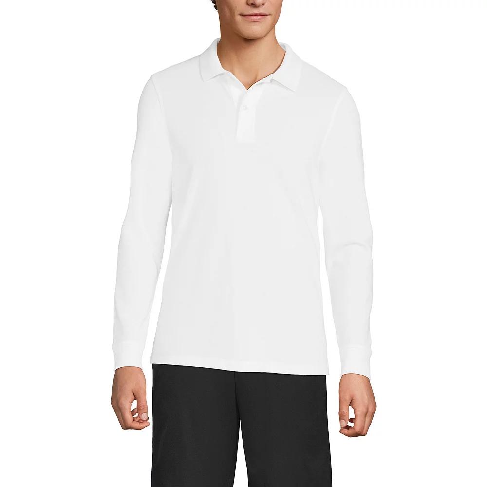 Men's Lands' End Long Sleeve Mesh Polo Shirt,  Product Image