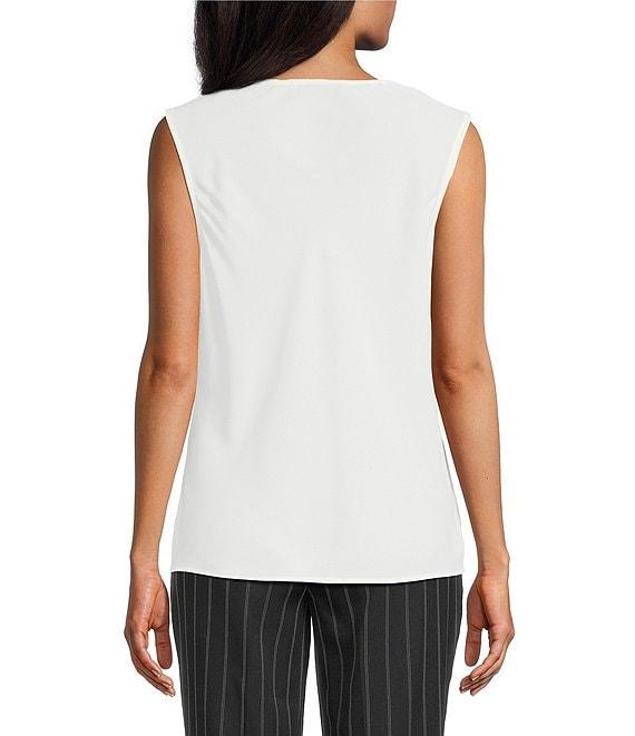 Kasper Solid Crepe Cowl Neck Sleeveless Drape Top Product Image