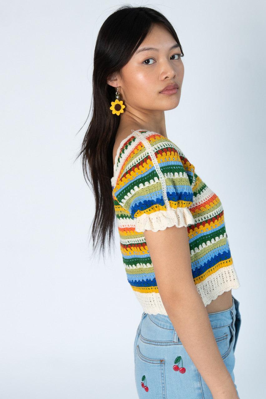 Stripe Crochet Cardigan Product Image