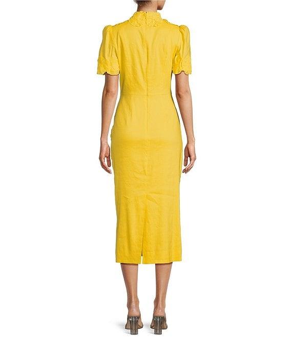 Antonio Melani Willow Floral Applique Short Sleeve Mock Neck Midi Dress Product Image