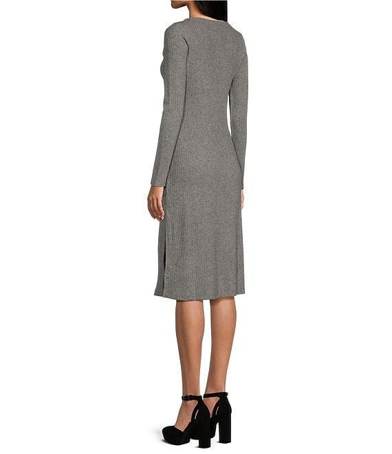 Coco + Jaimeson Long Sleeve Square Neck Rib Midi Dress Product Image