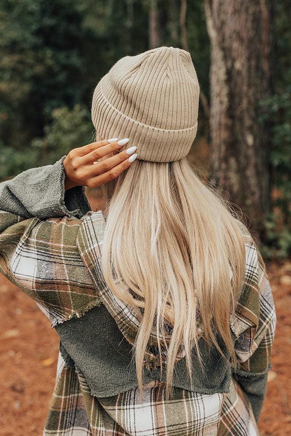 Fall Gratitude Fleece Lined Beanie In Stone Product Image