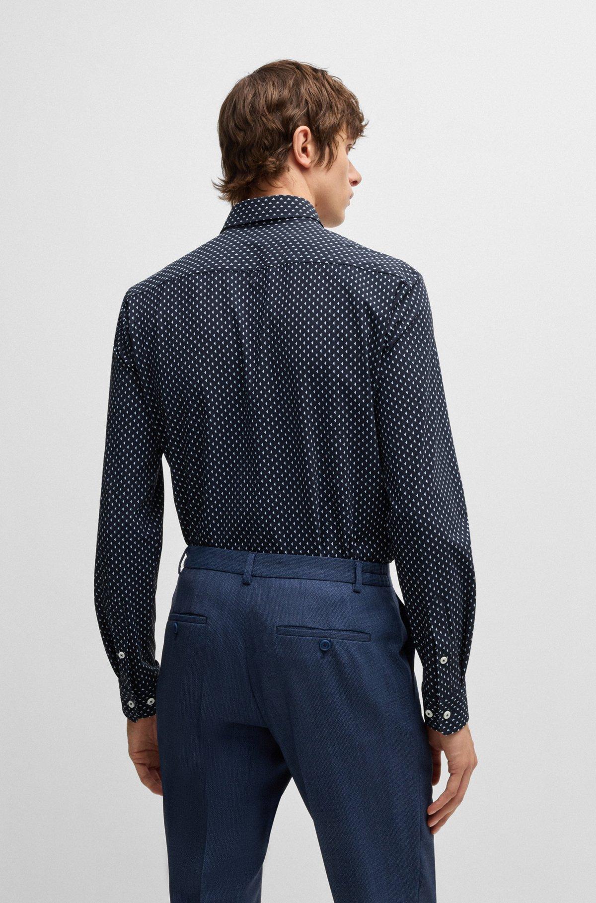 Slim-fit shirt in geometric-print performance-stretch fabric Product Image