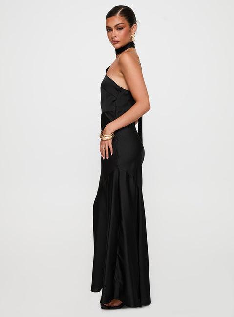 Elixaire Scarf Maxi Dress Black Product Image