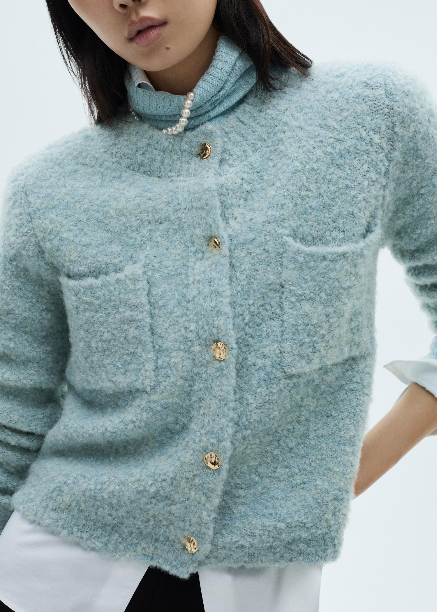 Bouclé jacket with jewel buttons - Women | MANGO USA Product Image