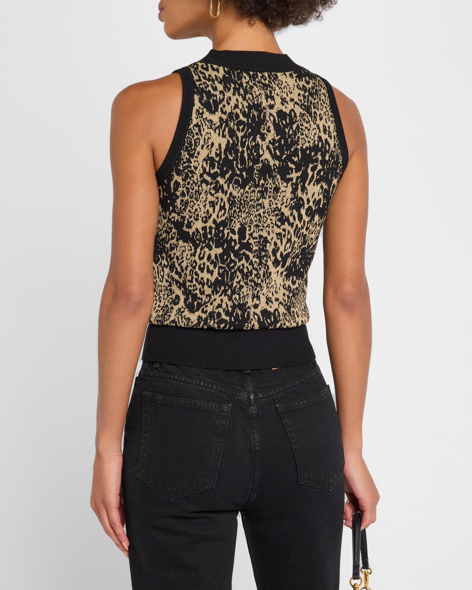 Yasmine Sleeveless Metallic Leopard Top Product Image