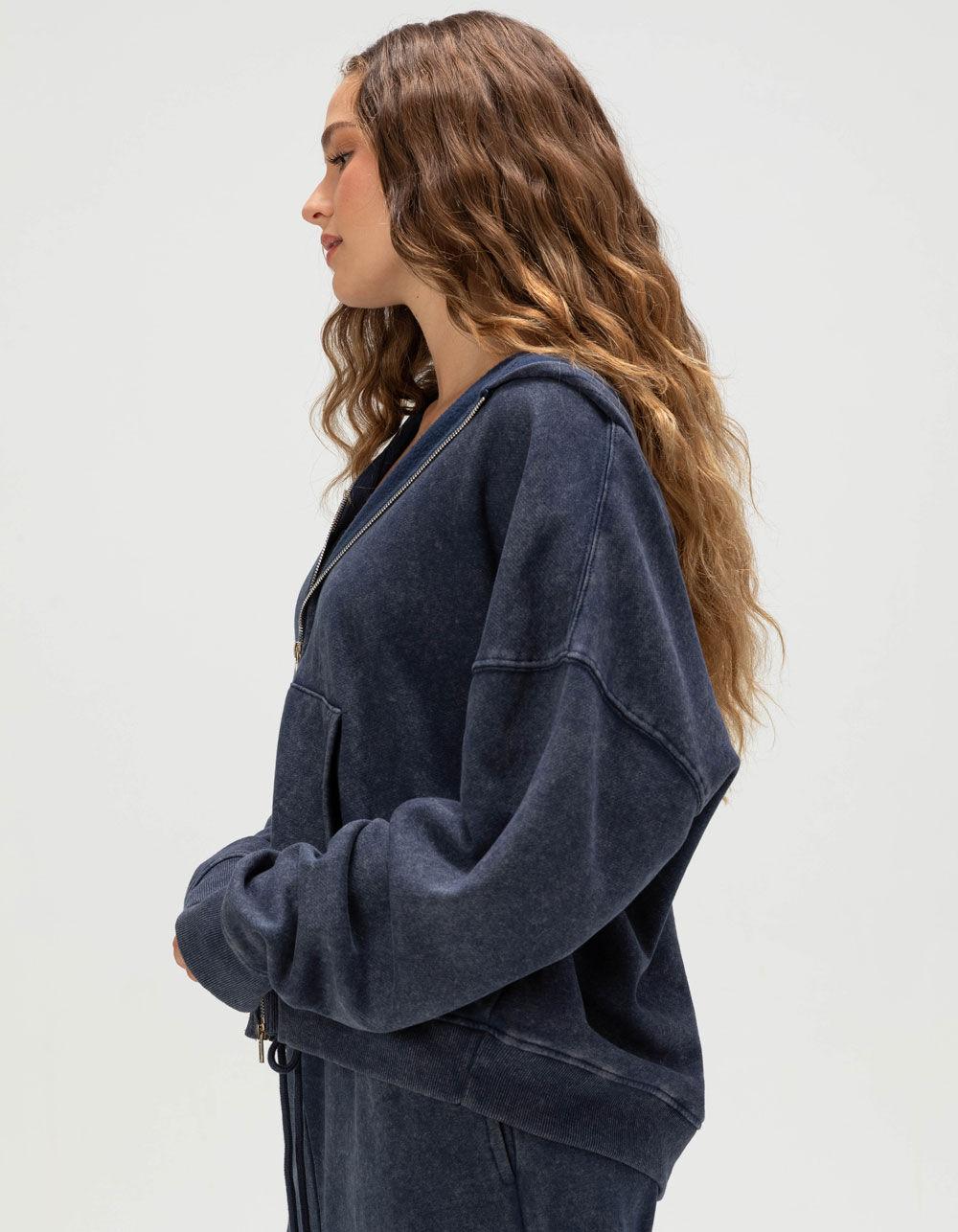 TILLYS Womens Oversized Zip-Up Hoodie - NAVY Product Image