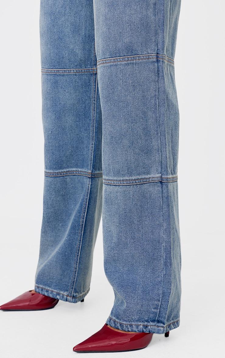 Tall Vintage Wash Mid Rise Front Seam Detail Wide Leg Jeans Product Image
