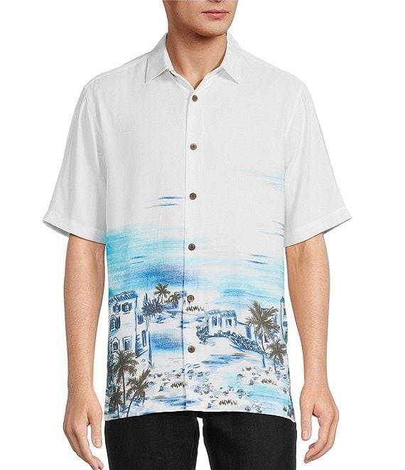 Caribbean Placed Scenic Print Short Sleeve Woven Shirt Product Image