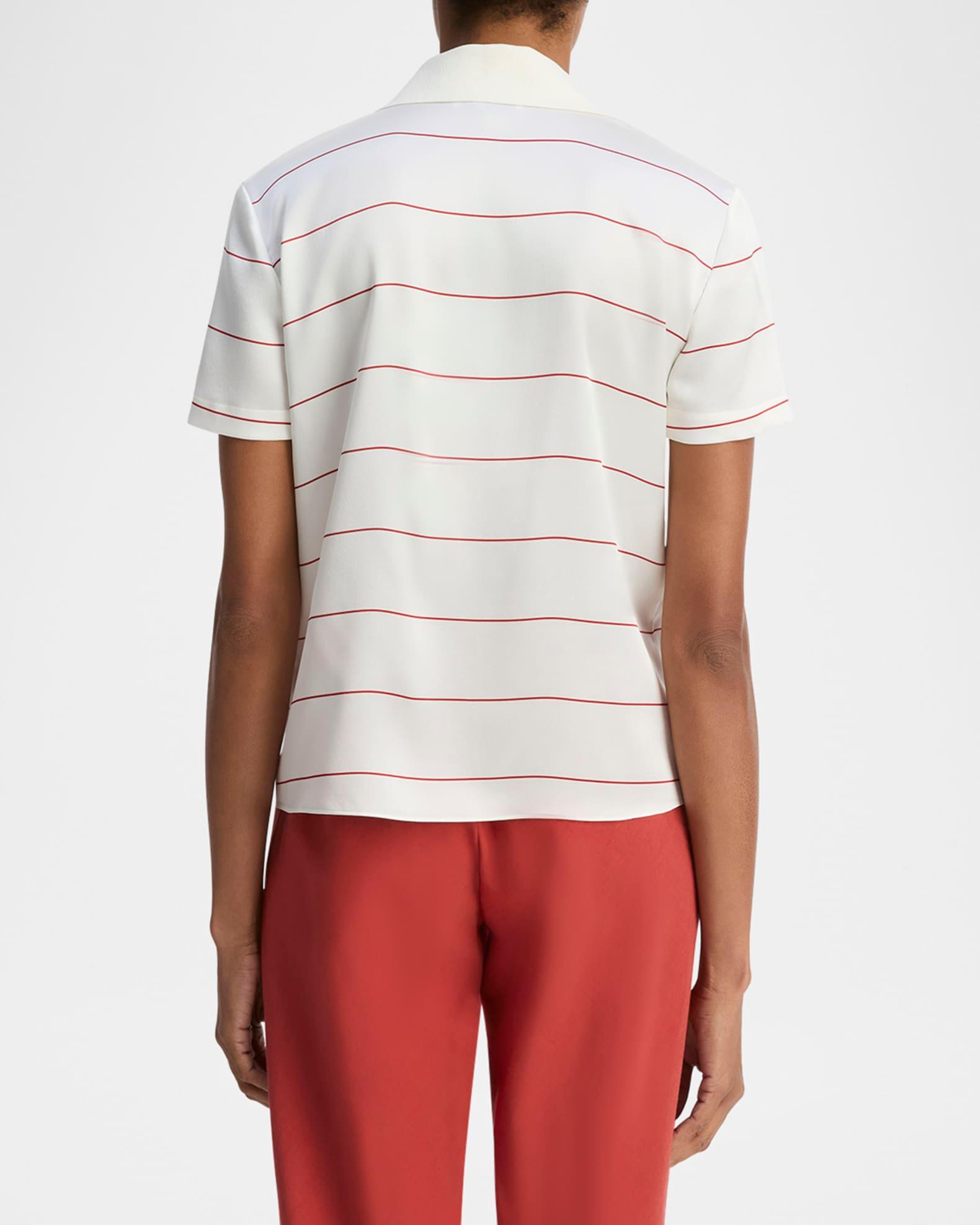 Stripe Knit Collar Polo Shirt Product Image