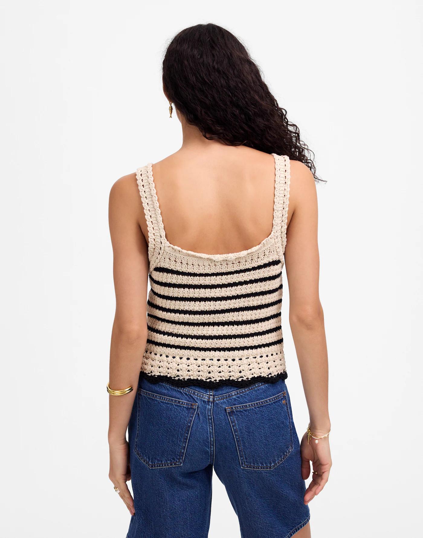 Crochet-Stitch Cotton Sweater Tank Product Image