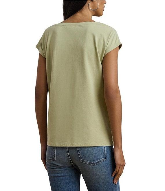 Lauren Ralph Lauren Boat Neck Short Sleeve Embroidered Tee Product Image