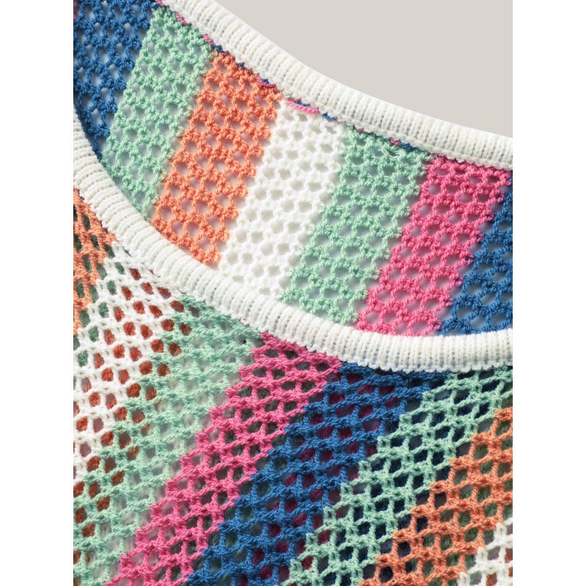 Plus Size Textured Cut-Out Colorful Swim Cover-Up Women's Swimwear Multicolor Beach Loose Texture Curve Swim Cover Ups BloomChic 18-20/2X Product Image