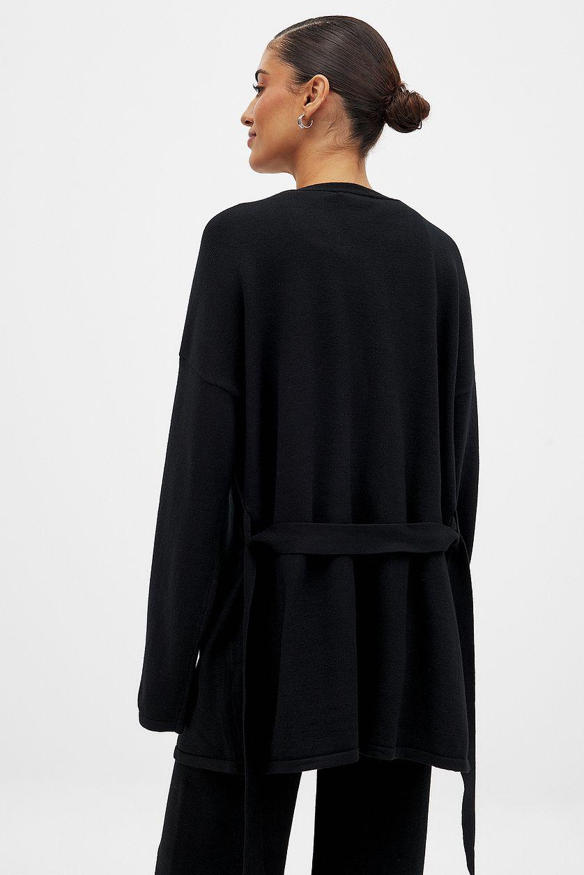 Knitted Wrap Cardigan Black Product Image