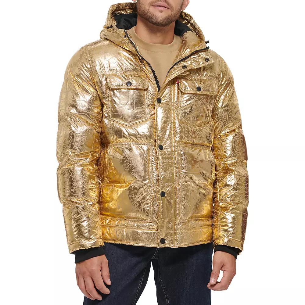 Men's Levi's® Heavyweight Hooded Puffer Jacket, Size: XL, Gold Bandana Product Image