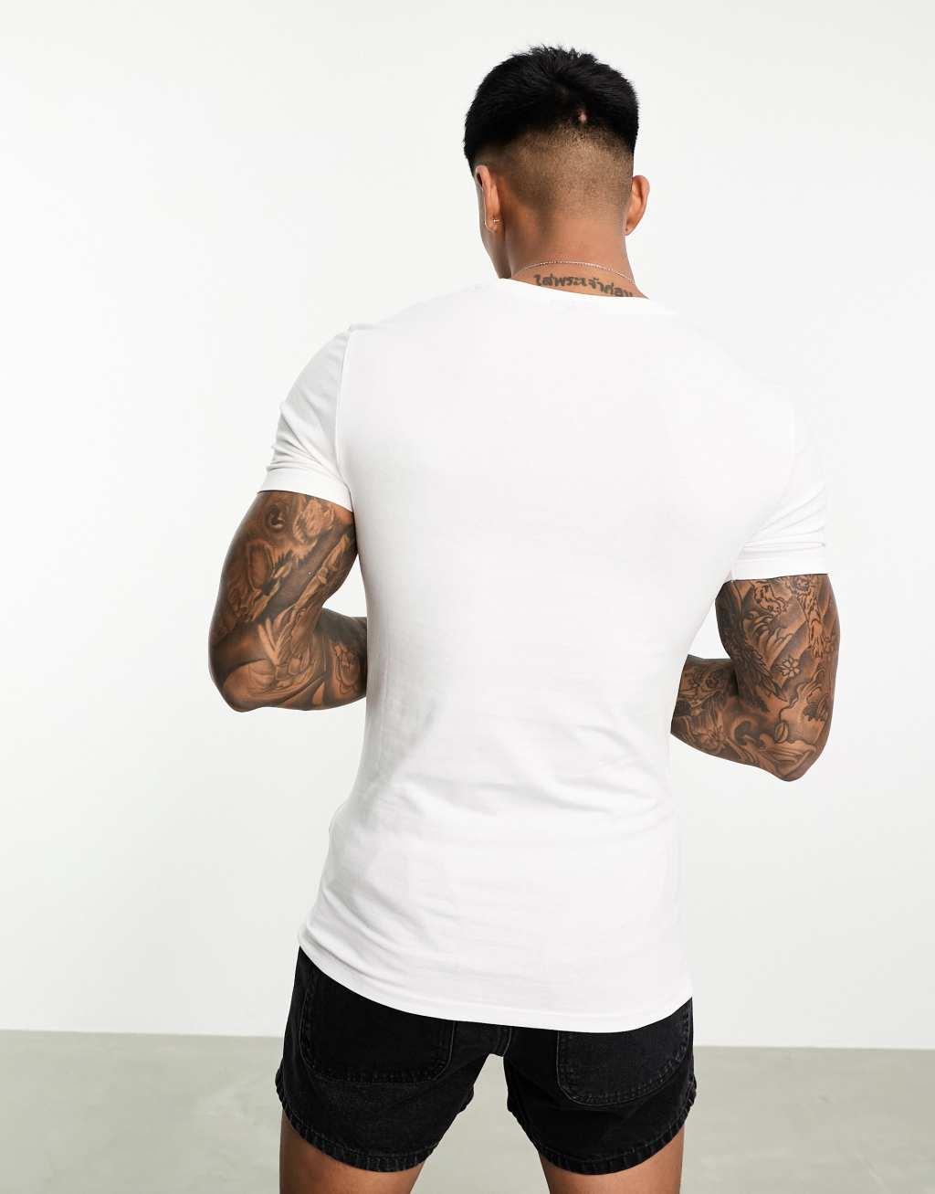 ASOS DESIGN essential 2 pack muscle fit t-shirts in black and white Product Image