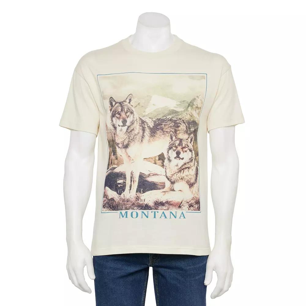 Men's Montana Mountain Range Wolves Graphic Tee,  Product Image