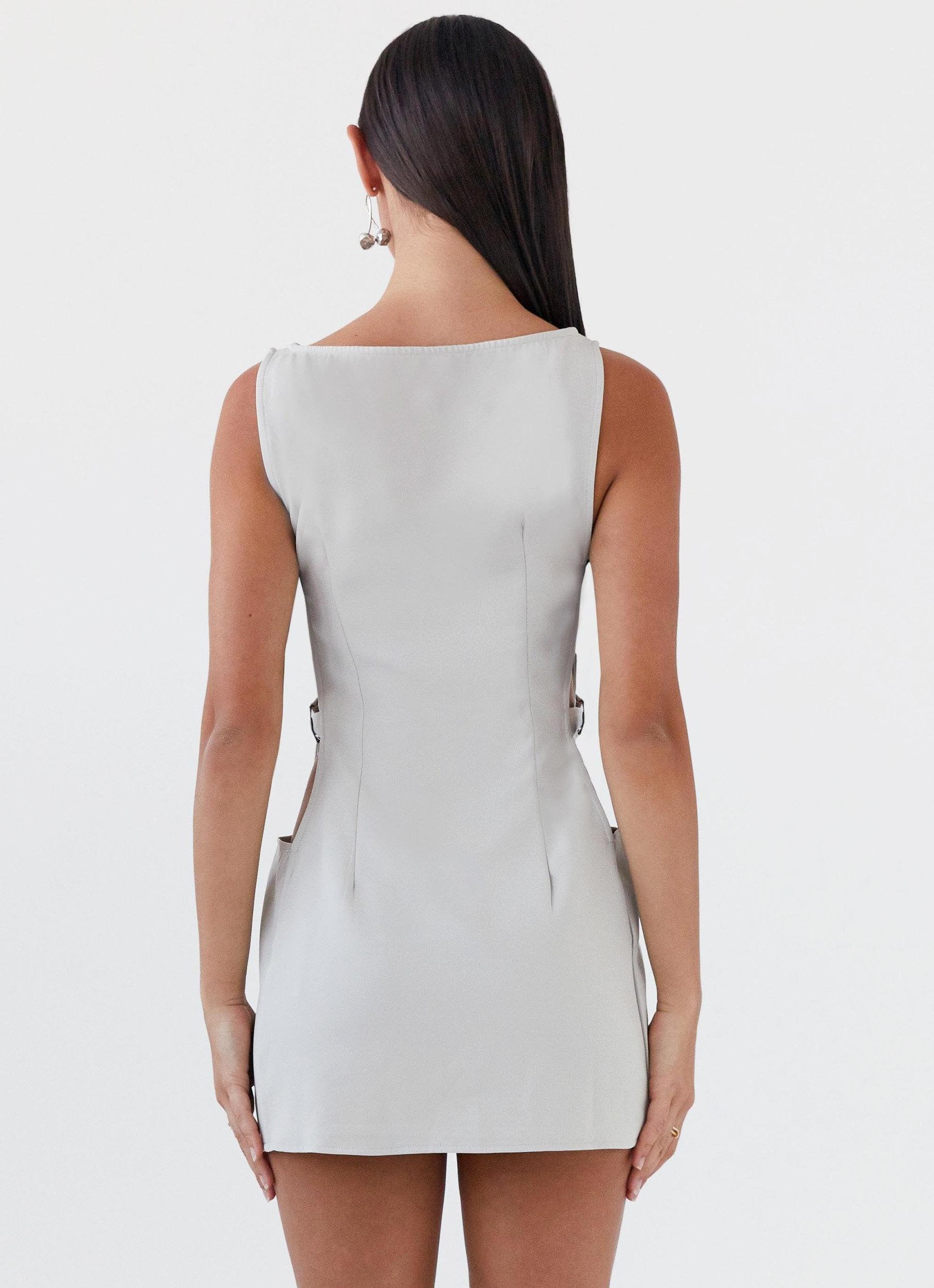 Cherish You Buckle Mini Dress - Grey Product Image