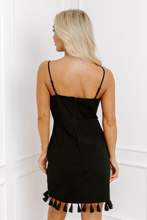 Peak Party Vibes Tassel Mini Dress in Black Product Image