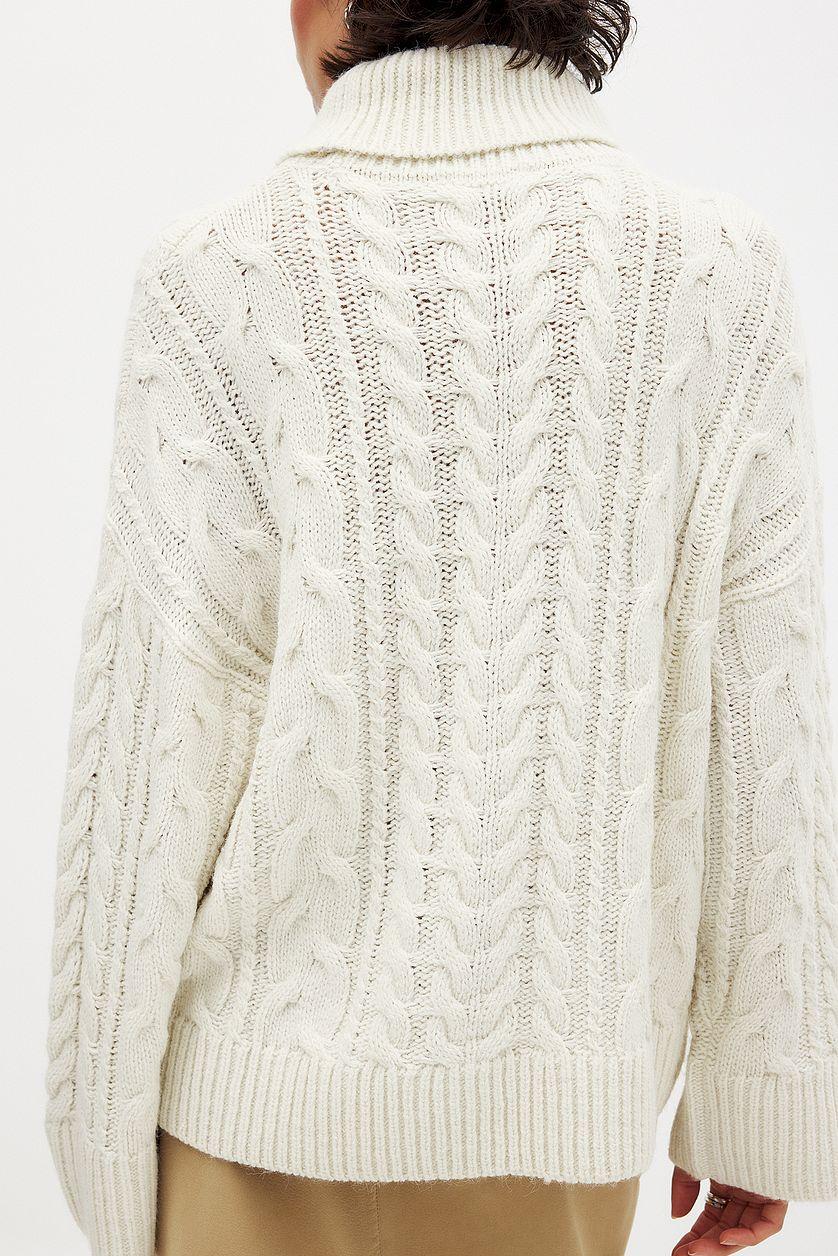 Turtle Neck Knitted Cable Sweater Product Image