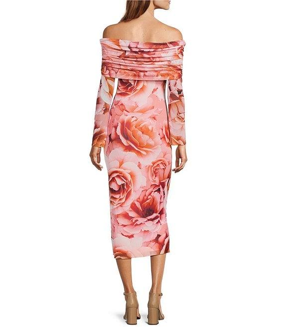 AFRM Cornelia Floral Print Off-The-Shoulder Long Sleeve Midi Dress Product Image