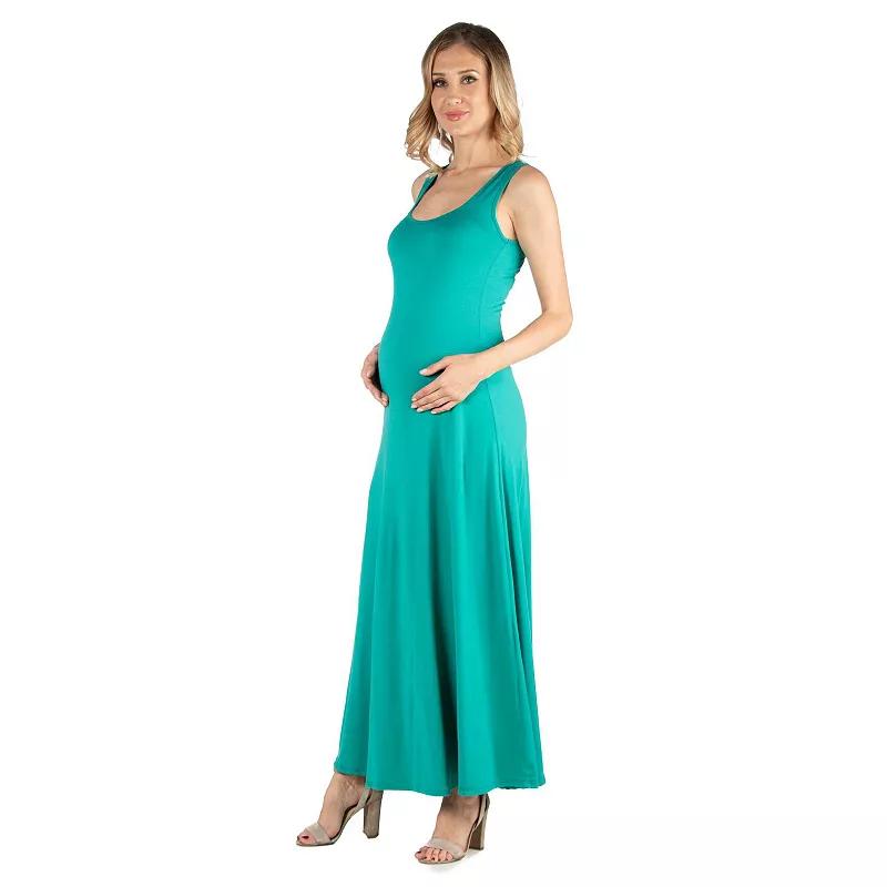 Maternity 24Seven Comfort Apparel Slim Fit A-Line Sleeveless Maxi Dress, Women's,  Product Image