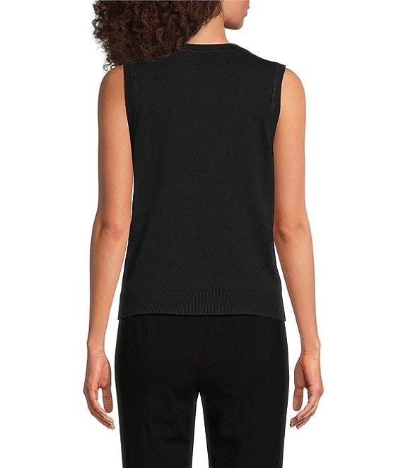 DKNY by Donna Karan Mix Media Crew Neck Sleeveless Top Product Image