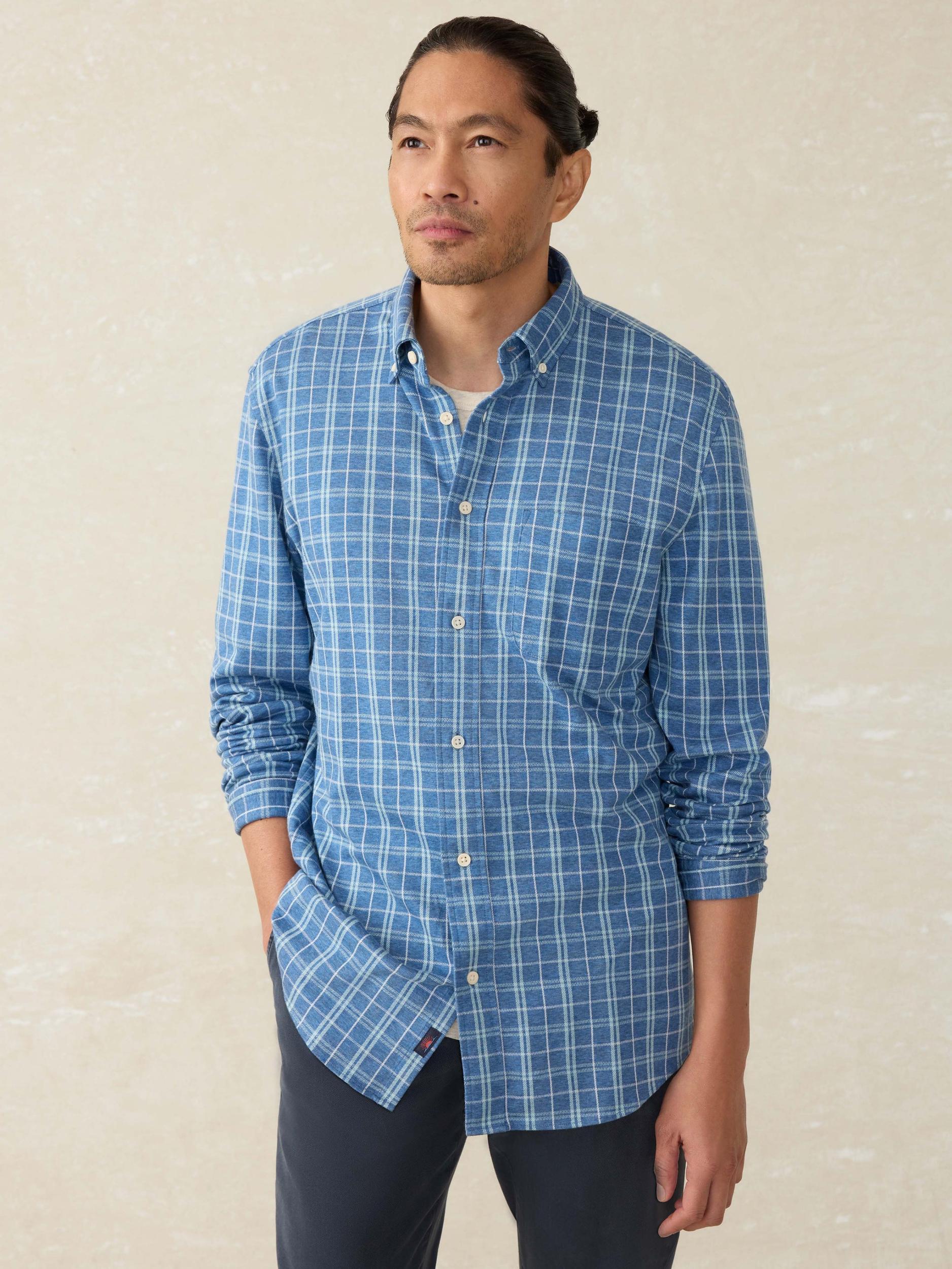 Coastline Knit Shirt - Ocean Sky Plaid Product Image