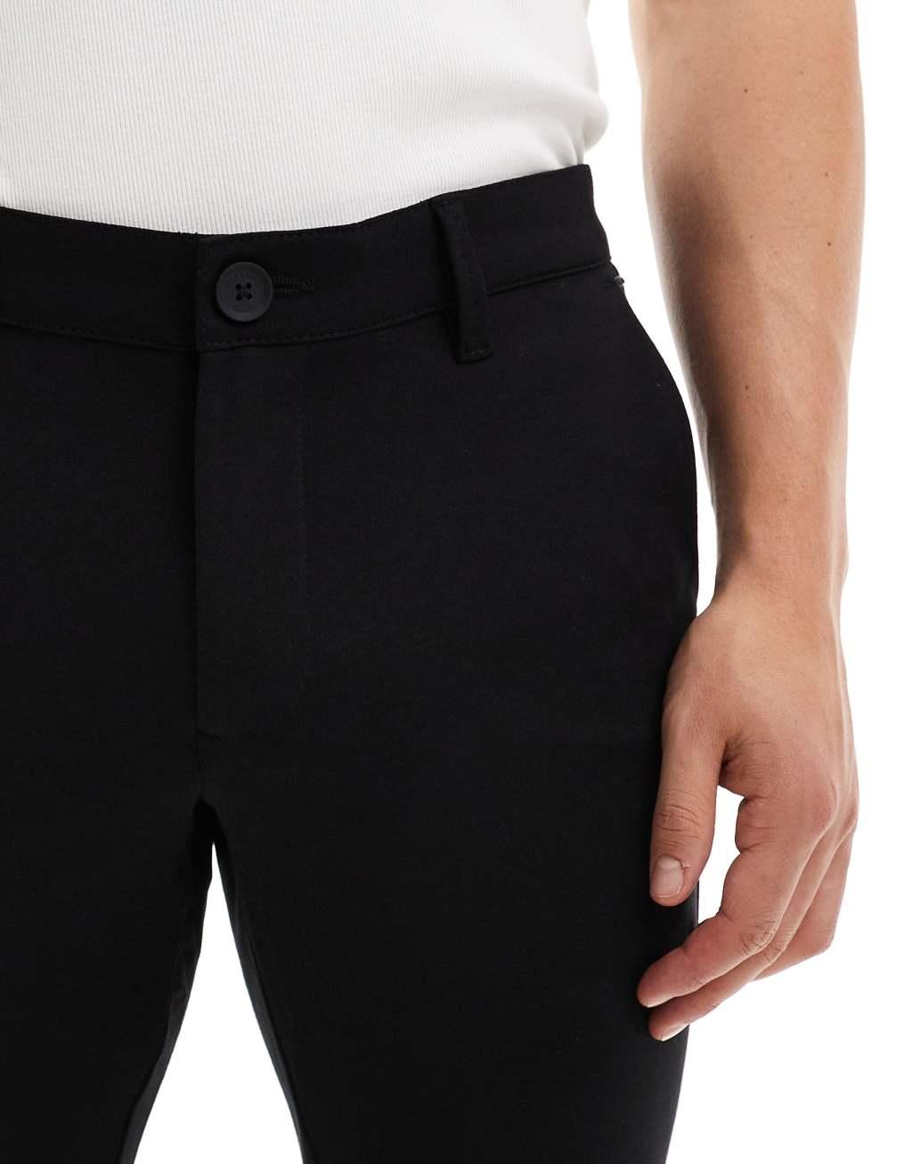 Only & Sons slim tapered fit pants in black Product Image