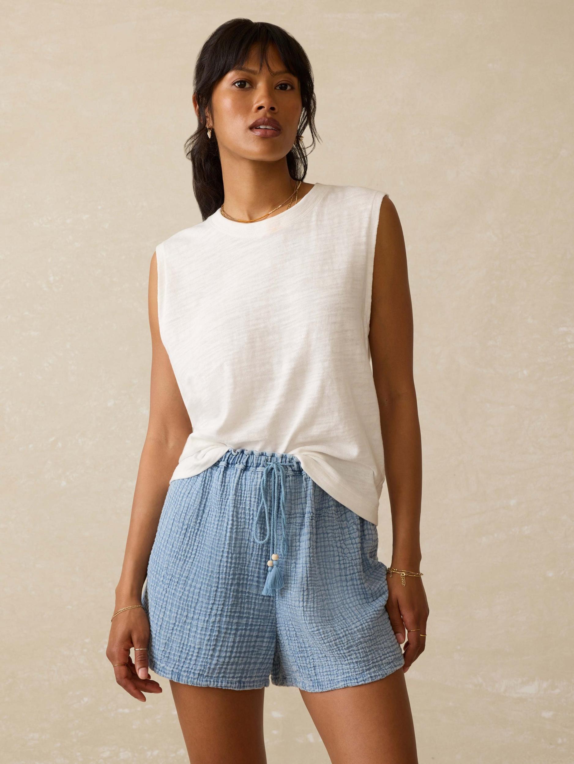 Sunwashed Slub Muscle Tank - White Product Image