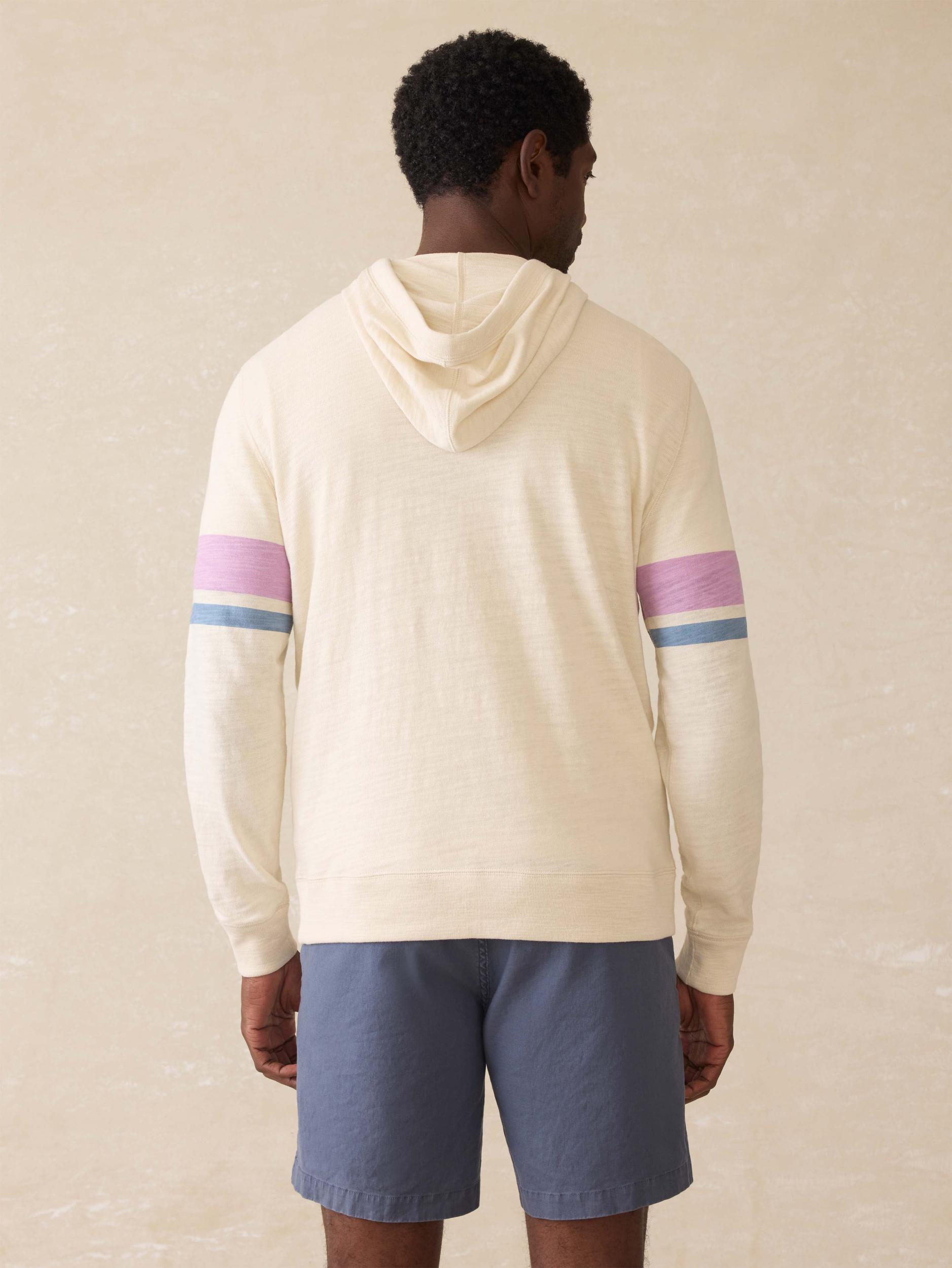 Sunwashed Midweight Organic Hoodie - Cream Dume Stripe Male Product Image