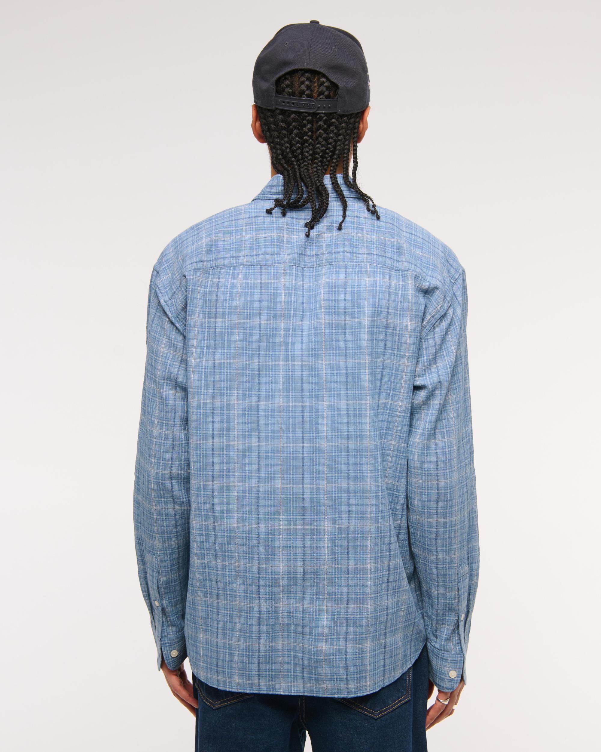 Long-Sleeve Plaid Button-Up Shirt Product Image