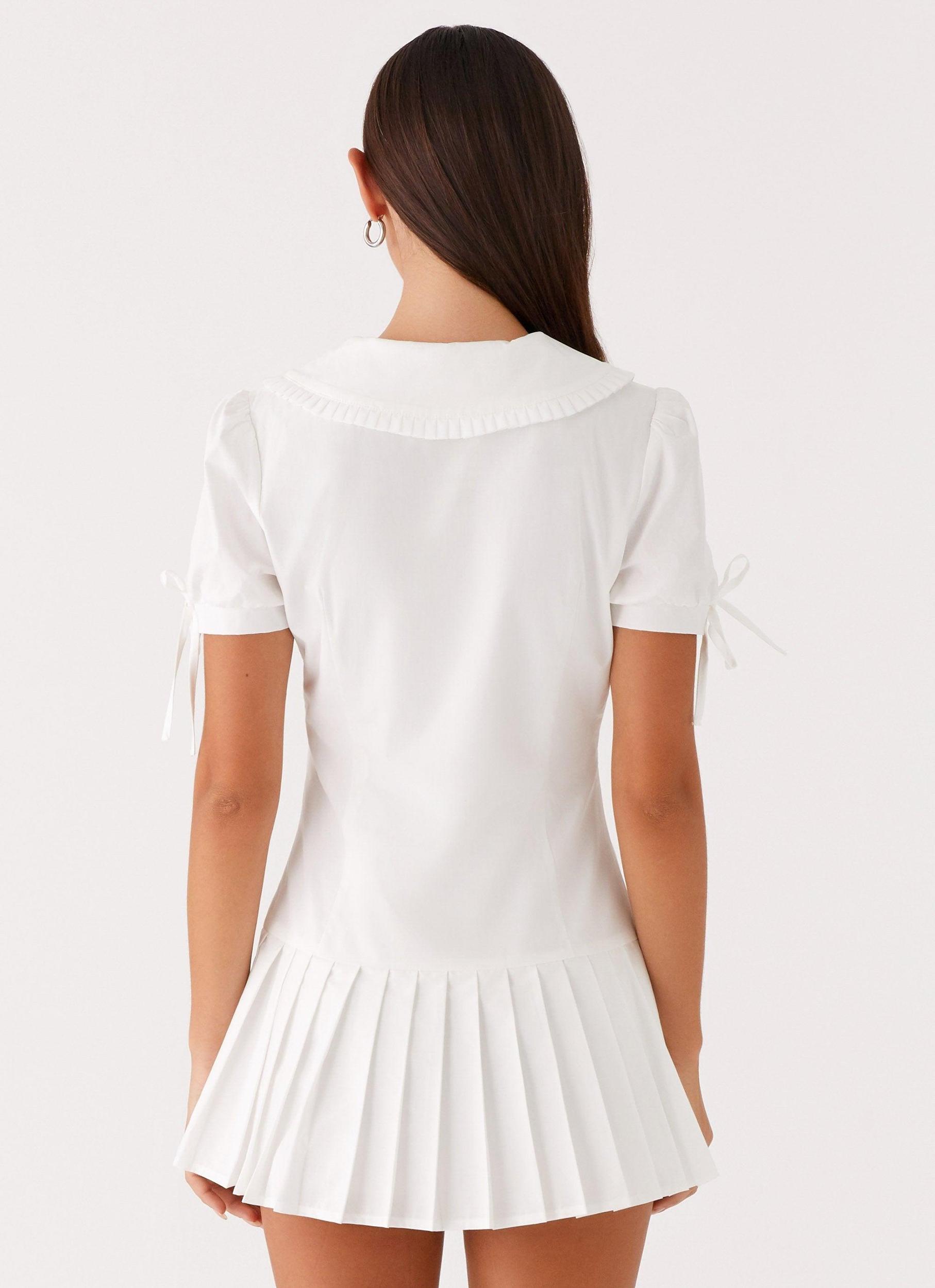 To Us Pleated Mini Dress - White Product Image