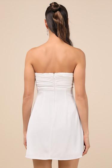 Gillian White Pleated Strapless Mini Dress Product Image