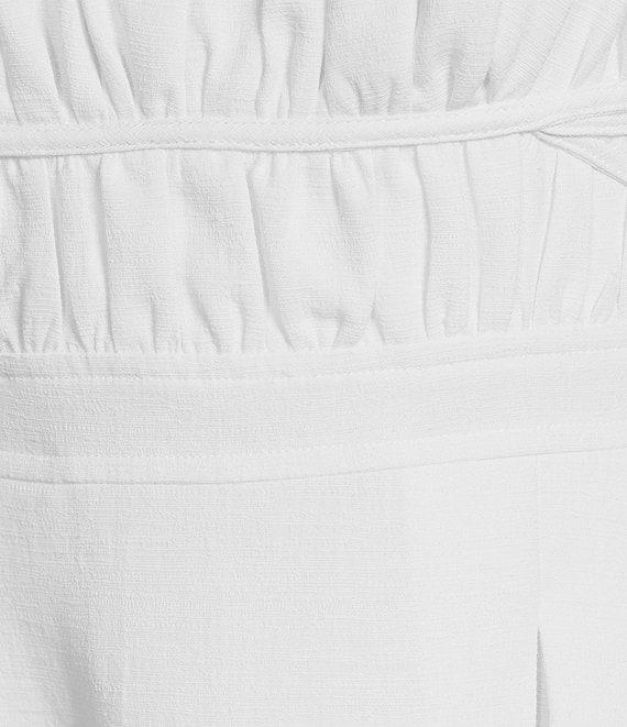 Le' AL.X Woven Ruched Straight Keyhole Neck Spaghetti Strap A-Line Midi Dress Product Image