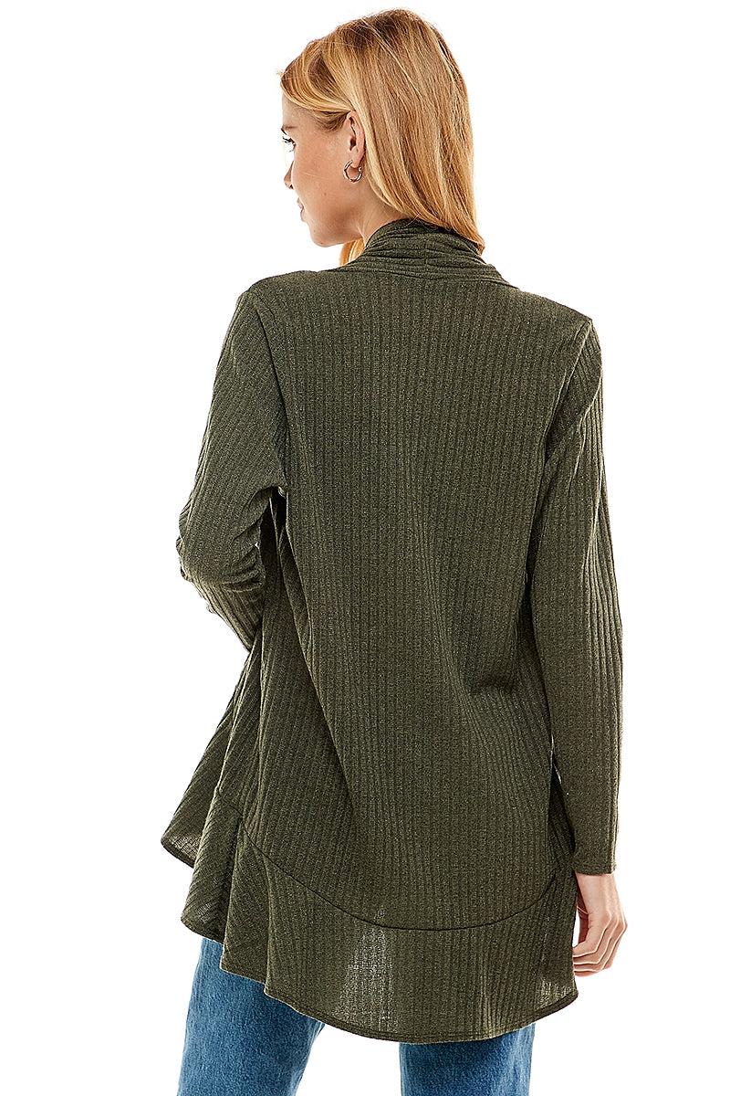 Ruffled Ribbed Cardigan Product Image